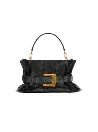 Mittlere Anthem-Tasche aus geprägtem Kalbsleder mit Krokodilprägung