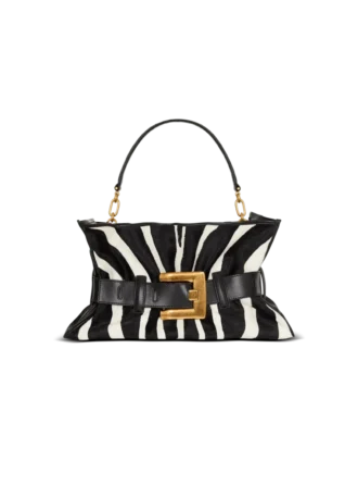 Mittlere Anthem-Tasche aus Leder und Ponyfell mit Zebradruck