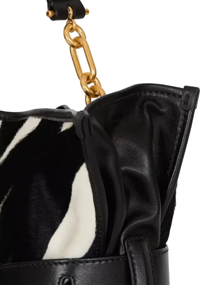 Mittlere Anthem-Tasche aus Leder und Ponyfell mit Zebradruck Mittlere Anthem-Tasche aus Leder und Ponyfell mit Zebradruck