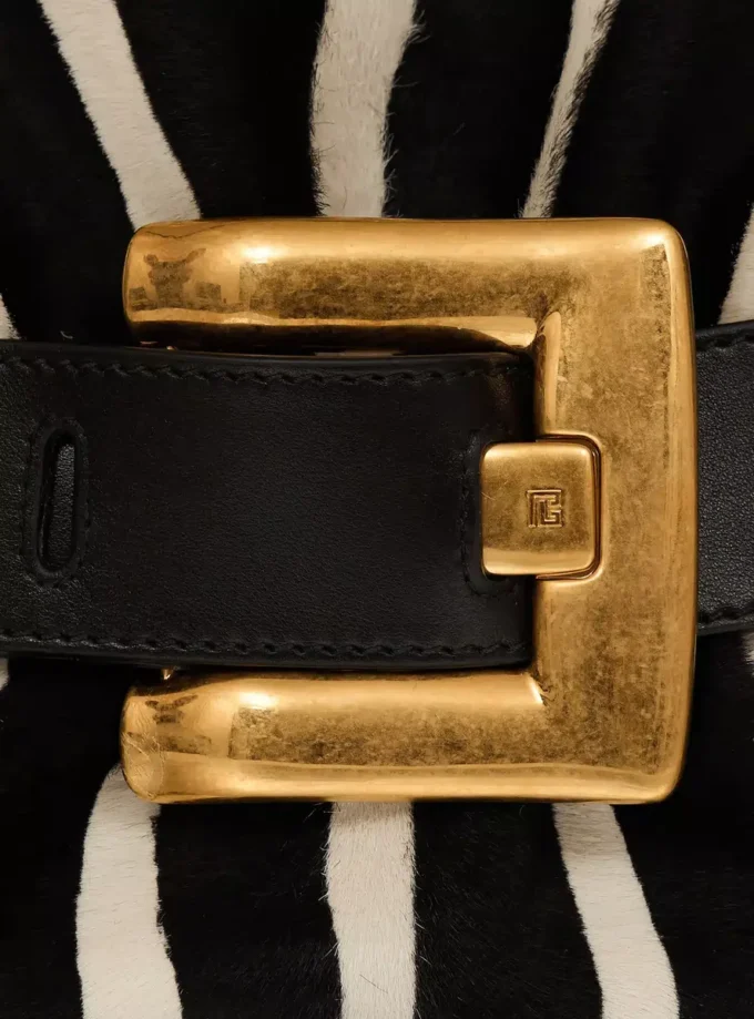 Mittlere Anthem-Tasche aus Leder und Ponyfell mit Zebradruck Mittlere Anthem-Tasche aus Leder und Ponyfell mit Zebradruck