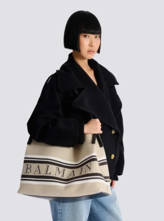 Mittlere Release Shopper-Tasche aus Canvas und Kalbsleder