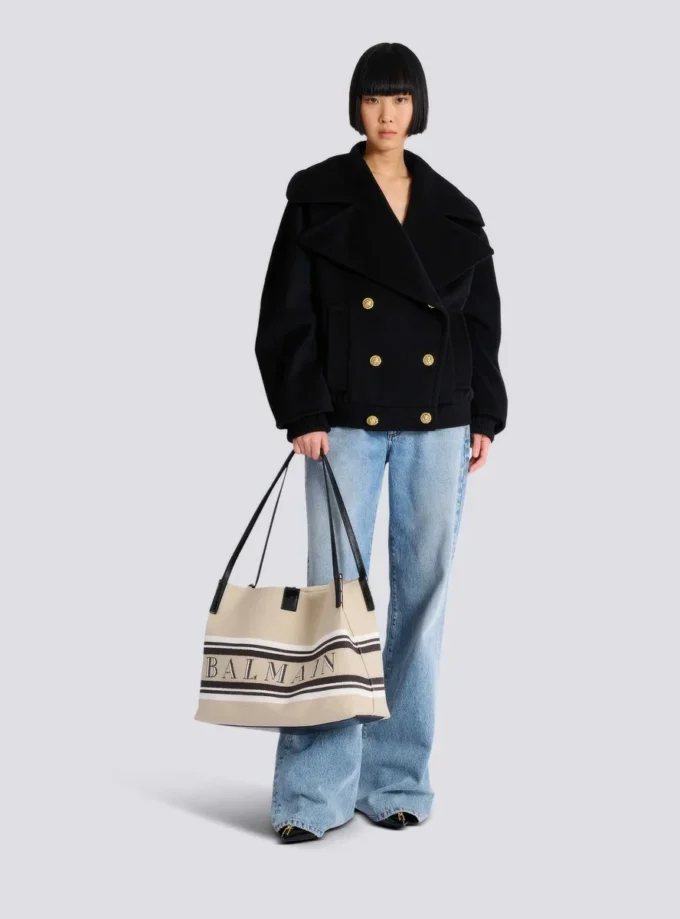 Mittlere Release Shopper-Tasche aus Canvas und Kalbsleder Mittlere Release Shopper-Tasche aus Canvas und Kalbsleder