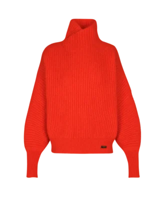Mohair-Strickpullover mit Kragen-Detail