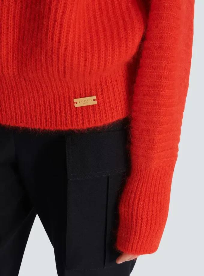 Mohair-Strickpullover mit Kragen-Detail Mohair-Strickpullover mit Kragen-Detail