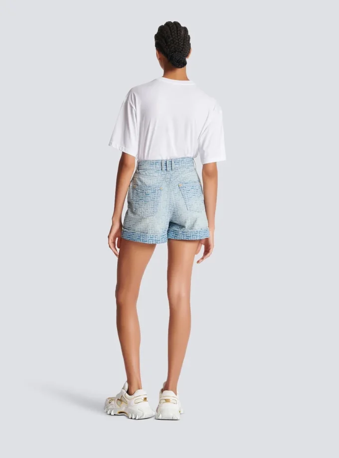 Monogramm-Jeansshorts