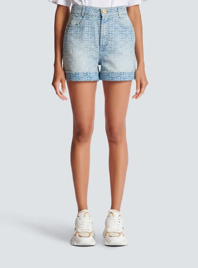 Monogramm-Jeansshorts