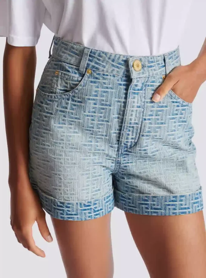 Monogramm-Jeansshorts