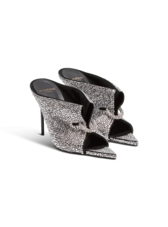 Mules aus Wildleder und Strass mit Piercing vorne