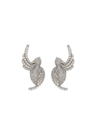 Ohrringe mit Strass und Palladium in Schwalbenform