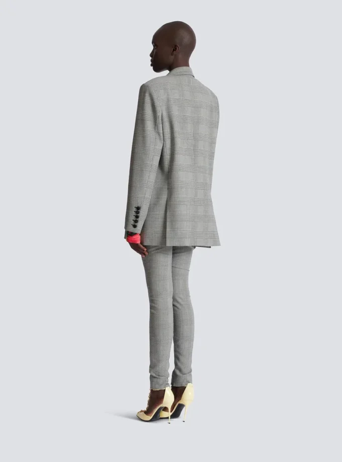Oversize-Jacke aus Prince-of-Wales-Jacquard