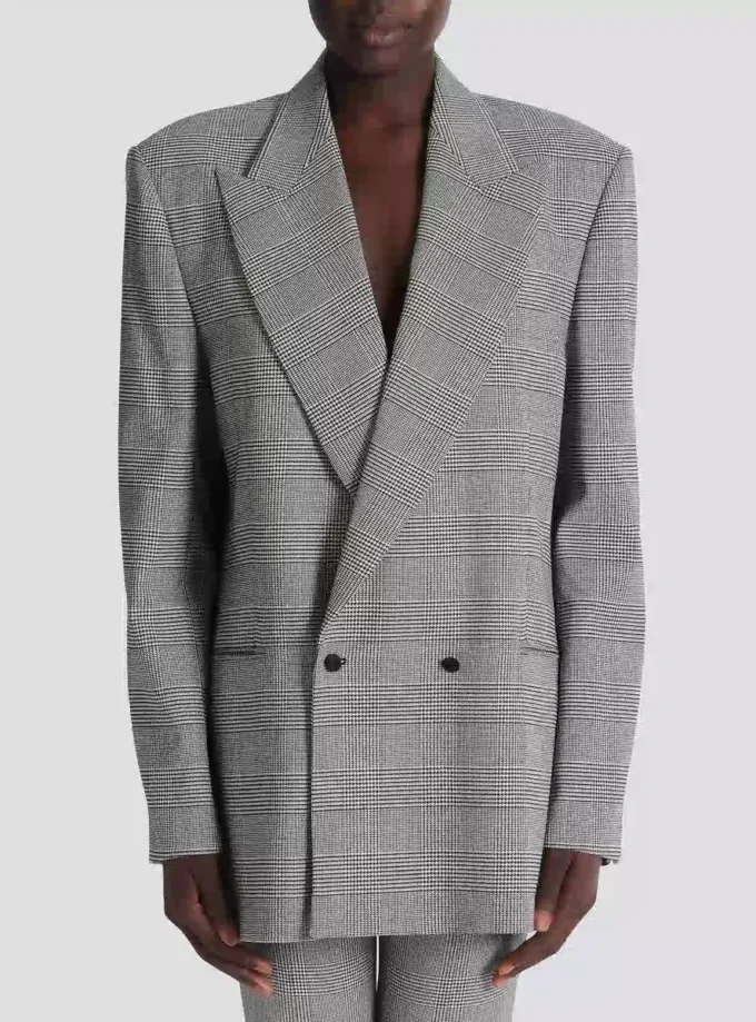 Oversize-Jacke aus Prince-of-Wales-Jacquard