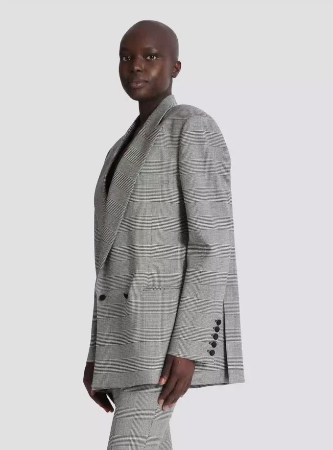 Oversize-Jacke aus Prince-of-Wales-Jacquard
