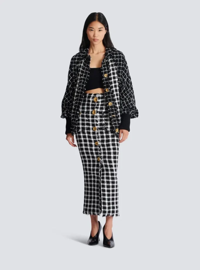 Oversized-Bomberjacke aus gemischtem Tweed Oversized-Bomberjacke aus gemischtem Tweed