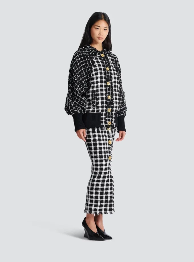 Oversized-Bomberjacke aus gemischtem Tweed Oversized-Bomberjacke aus gemischtem Tweed