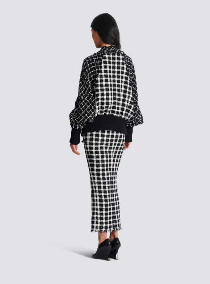 Oversized-Bomberjacke aus gemischtem Tweed Oversized-Bomberjacke aus gemischtem Tweed