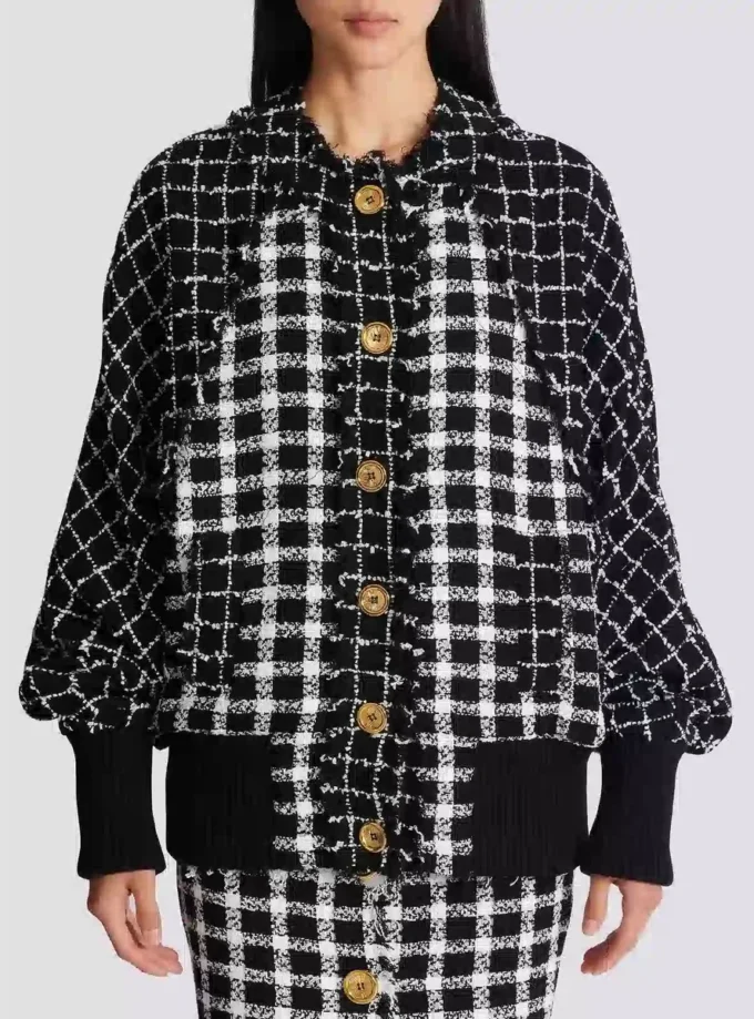 Oversized-Bomberjacke aus gemischtem Tweed Oversized-Bomberjacke aus gemischtem Tweed