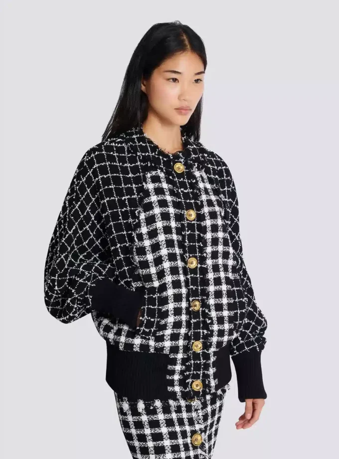 Oversized-Bomberjacke aus gemischtem Tweed Oversized-Bomberjacke aus gemischtem Tweed