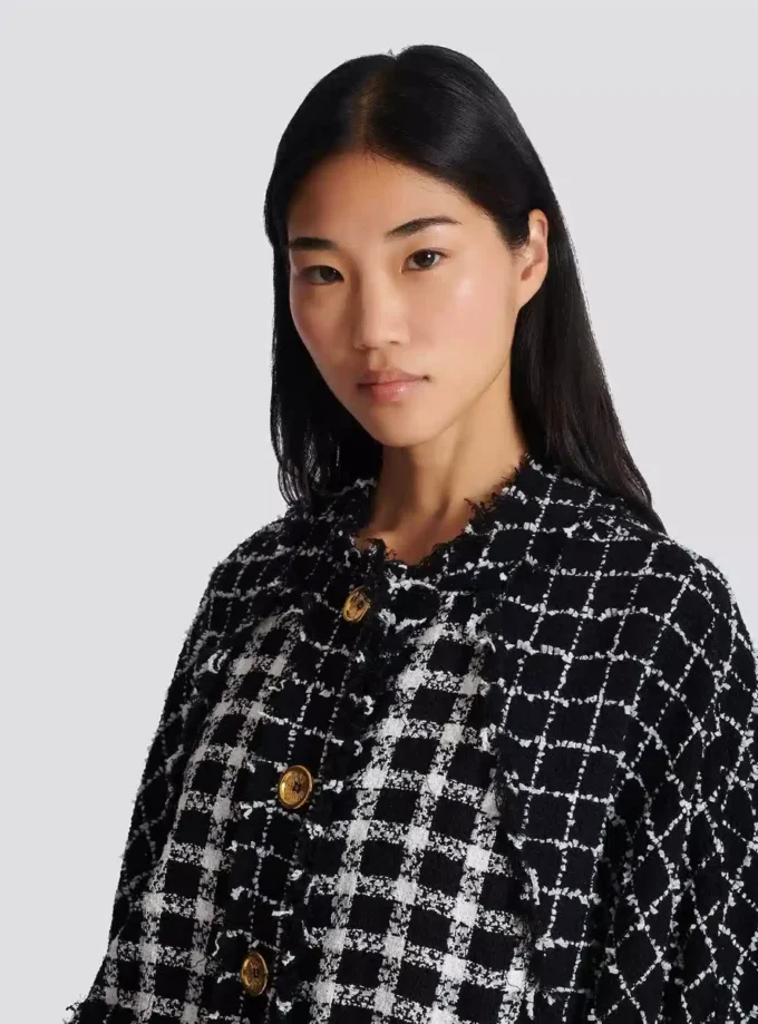 Oversized-Bomberjacke aus gemischtem Tweed Oversized-Bomberjacke aus gemischtem Tweed