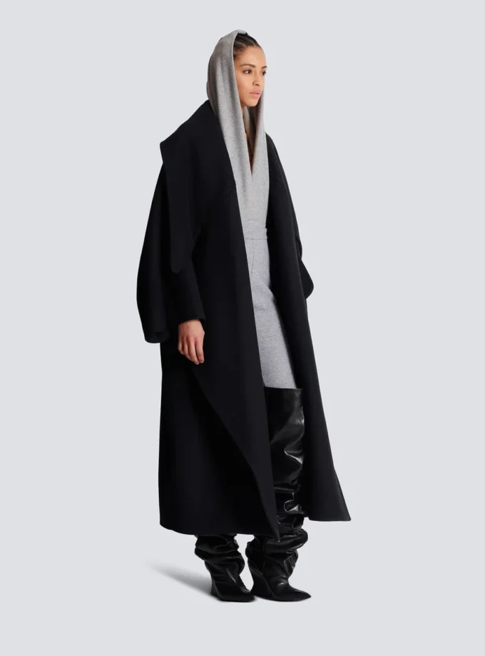 Oversized-Cape-Mantel aus Wolle
