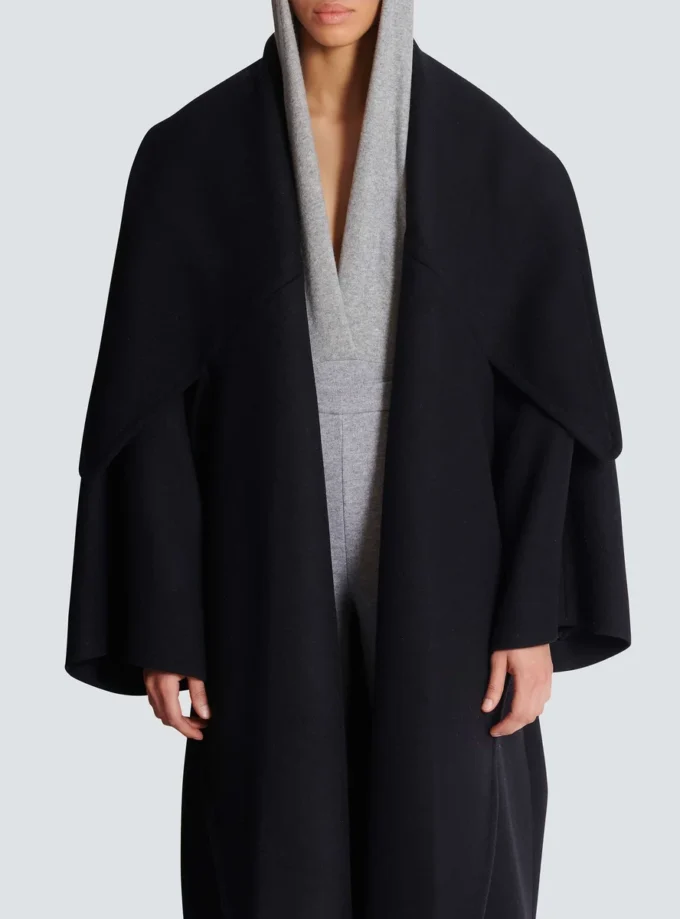 Oversized-Cape-Mantel aus Wolle