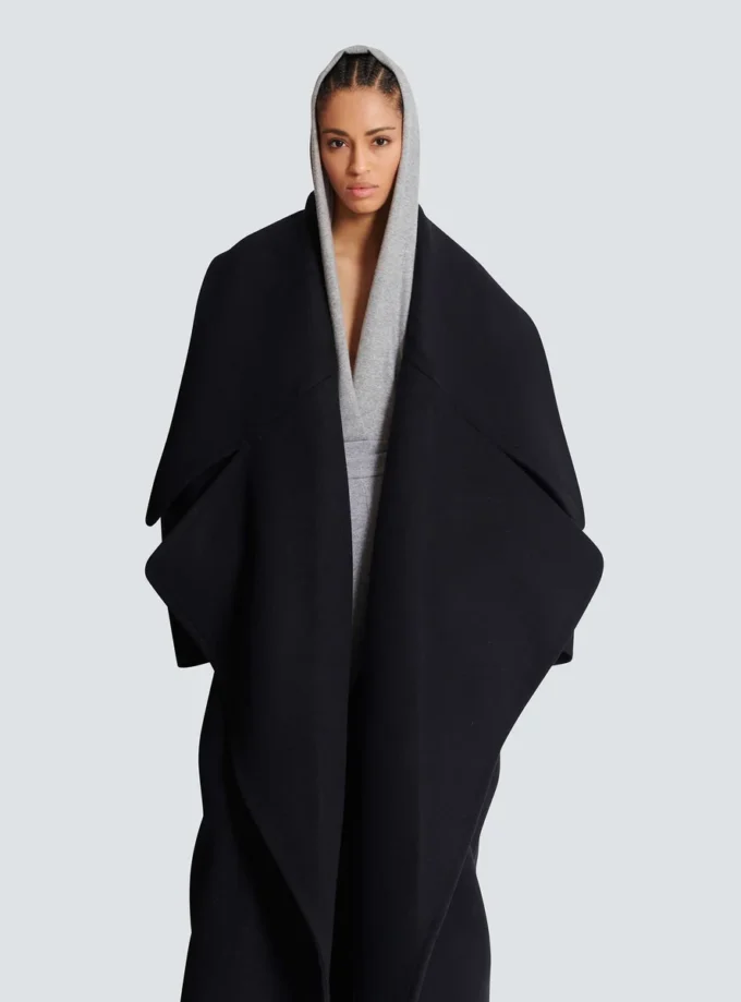 Oversized-Cape-Mantel aus Wolle