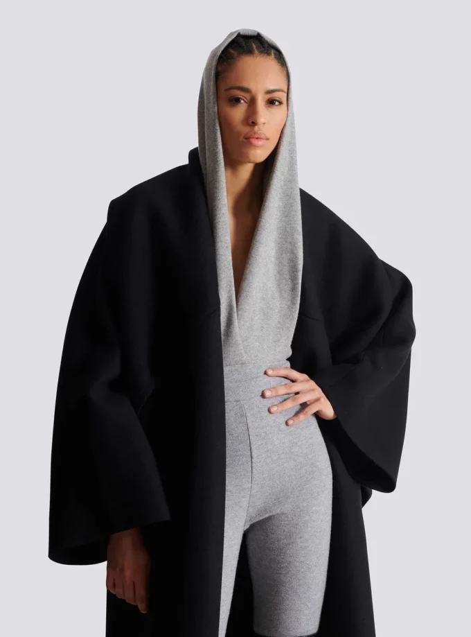 Oversized-Cape-Mantel aus Wolle