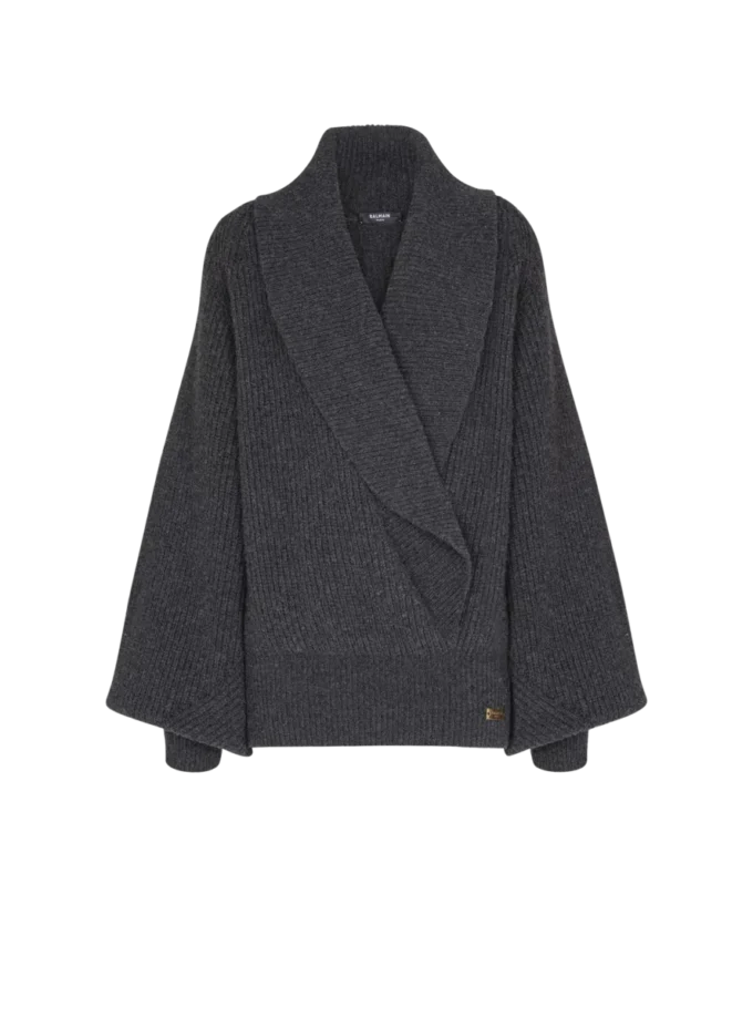 Oversized-Strickpullover mit Wickelausschnitt