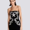 Paisley-besticktes trägerloses Kleid Paisley-besticktes trägerloses Kleid