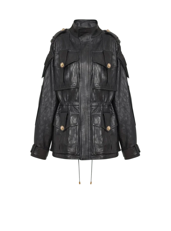 Parka aus Lammleder mit aufgestepptem Rautenmuster Parka aus Lammleder mit aufgestepptem Rautenmuster