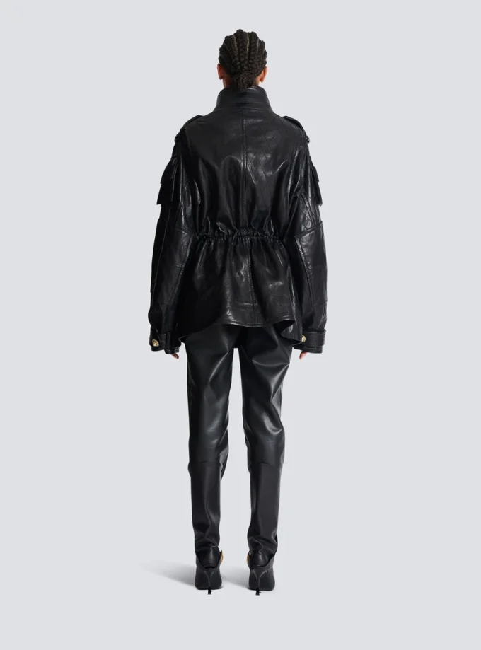 Parka aus Lammleder mit aufgestepptem Rautenmuster Parka aus Lammleder mit aufgestepptem Rautenmuster