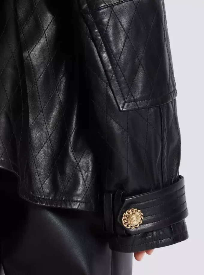 Parka aus Lammleder mit aufgestepptem Rautenmuster Parka aus Lammleder mit aufgestepptem Rautenmuster