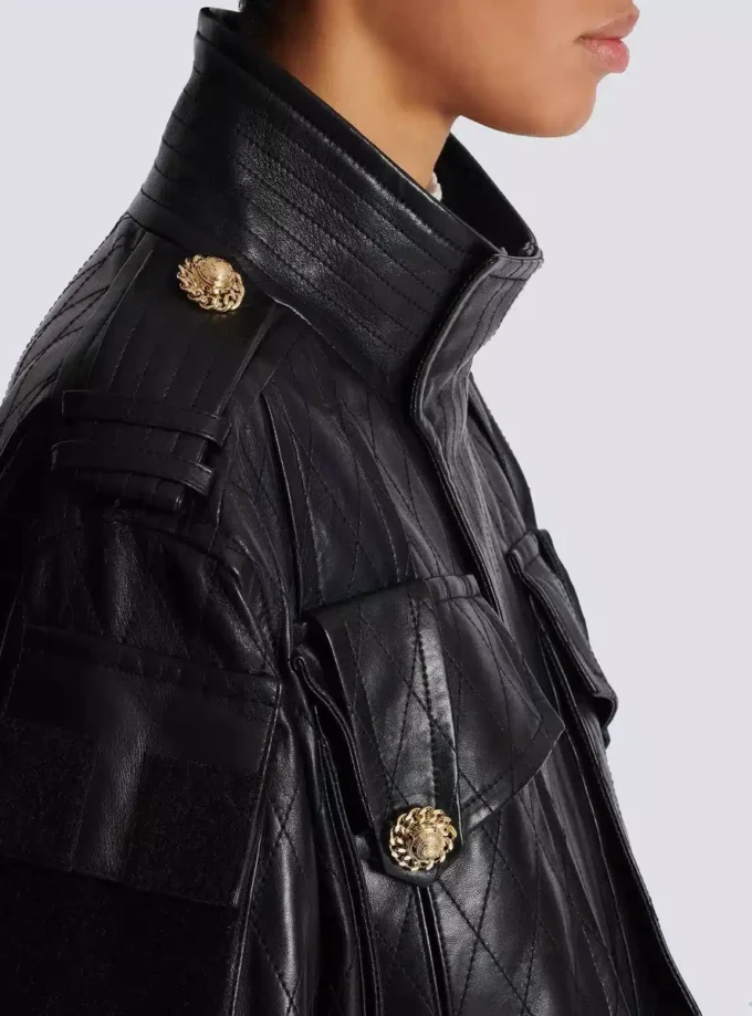 Parka aus Lammleder mit aufgestepptem Rautenmuster Parka aus Lammleder mit aufgestepptem Rautenmuster