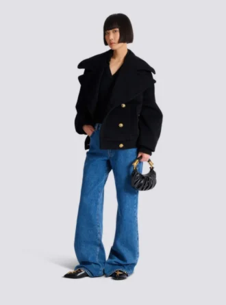 Pea Coat aus Wolle mit 4 Knöpfen