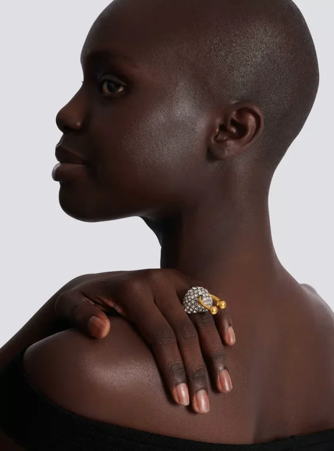 Piercing-Ring aus Messing und Strass