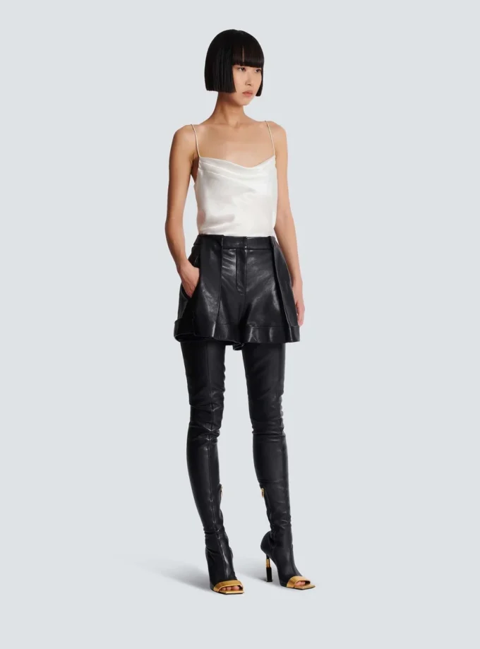 Plissierte Shorts aus Lammleder Plissierte Shorts aus Lammleder