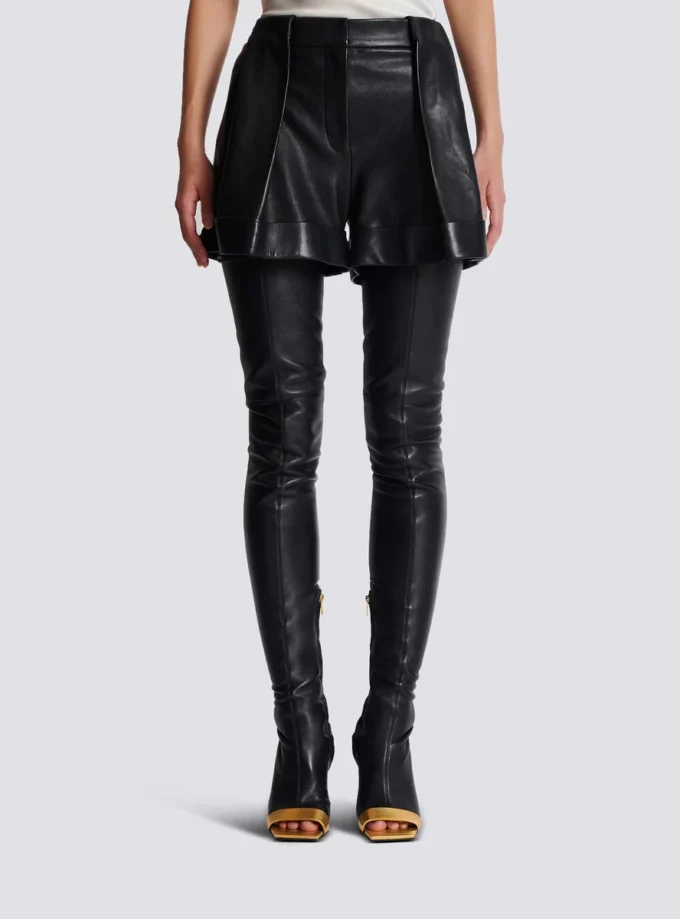 Plissierte Shorts aus Lammleder Plissierte Shorts aus Lammleder