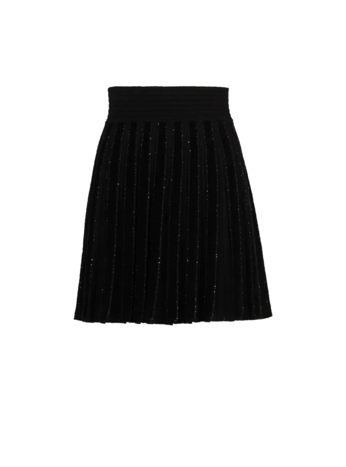 Plissierter Glitzer-Strickrock Plissierter Glitzer-Strickrock