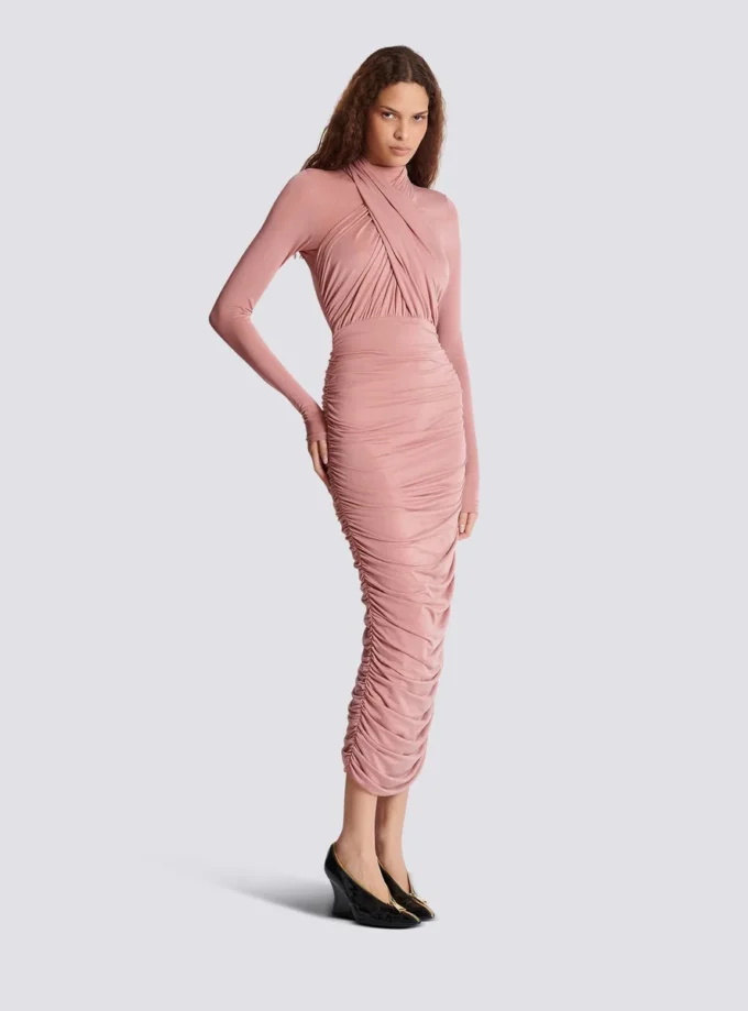 Plissiertes Jersey-Midikleid Plissiertes Jersey-Midikleid