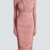 Plissiertes Jersey-Midikleid Plissiertes Jersey-Midikleid