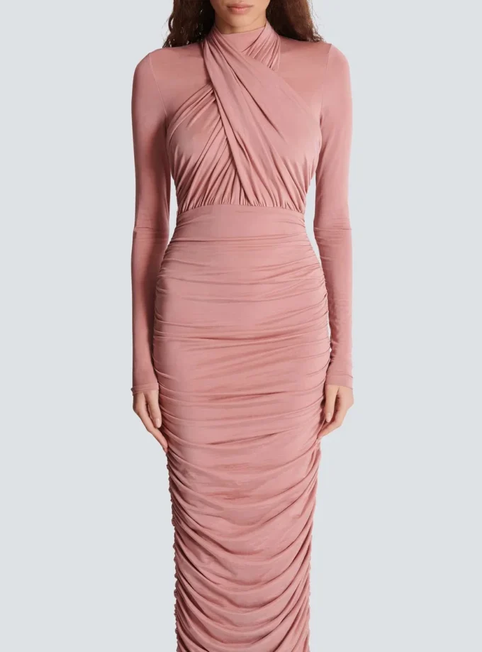 Plissiertes Jersey-Midikleid Plissiertes Jersey-Midikleid