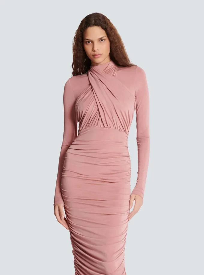 Plissiertes Jersey-Midikleid Plissiertes Jersey-Midikleid