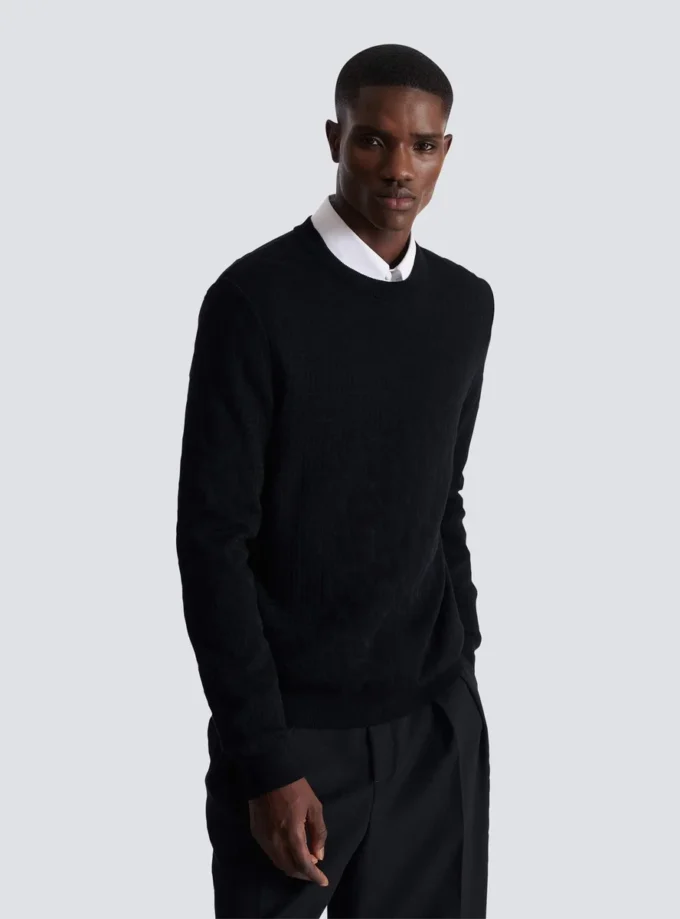 Pullover mit Monogramm-Strick und Leopardenmuster