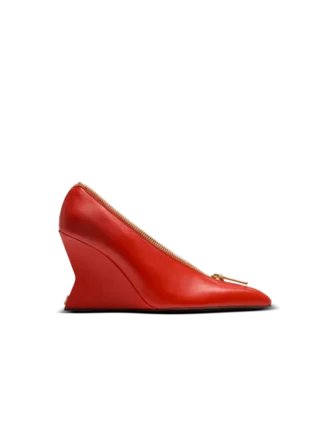 Pumps mit Keilabsatz und Reißverschluss aus Lammleder