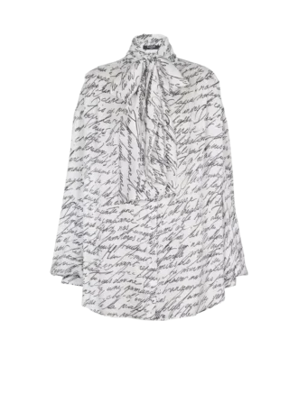 Pussy-Bow-Bluse mit „Love Letter“-Print