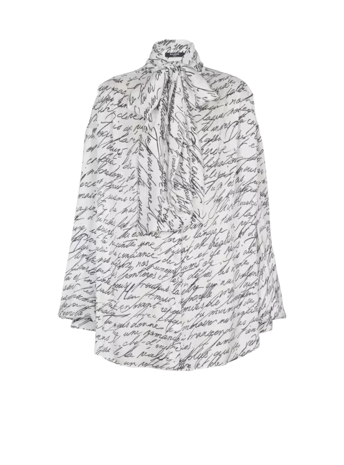 Pussy-Bow-Bluse mit „Love Letter“-Print