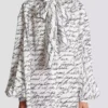 Pussy-Bow-Bluse mit „Love Letter“-Print