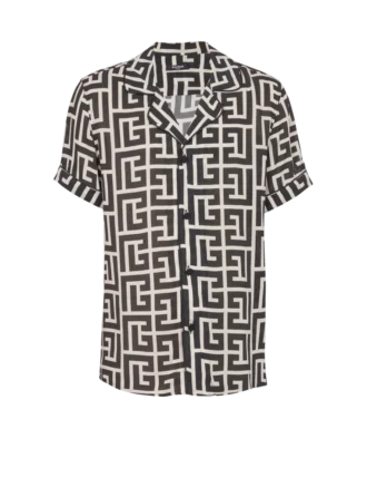 Pyjamahemd mit Monogramm-Print