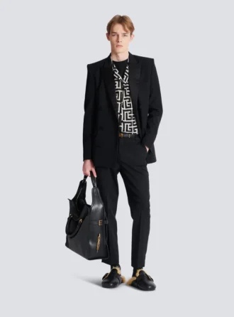 Pyjamahemd mit Monogramm-Print