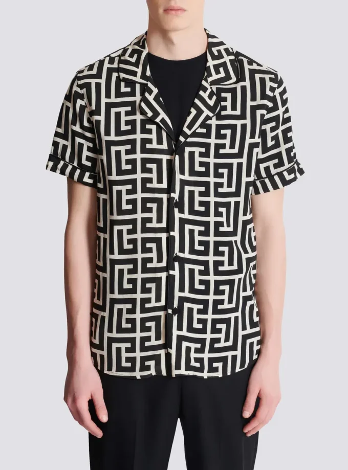 Pyjamahemd mit Monogramm-Print Pyjamahemd mit Monogramm-Print