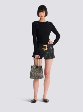 Release Beuteltasche aus Jacquard und Kalbsleder